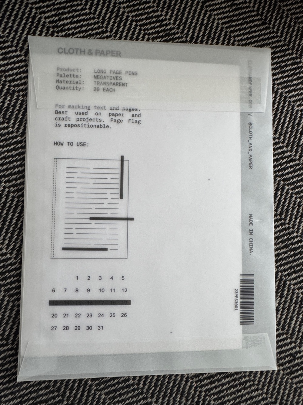 Minimalist White Cloth & Paper Page Pins & Photo Slide Set - Picture 5 of 5